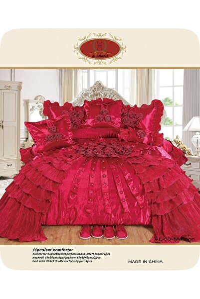 ALMIAAD Luxurious bridal satin bedspread set, 240*260 cm, 11 pieces - Double ...