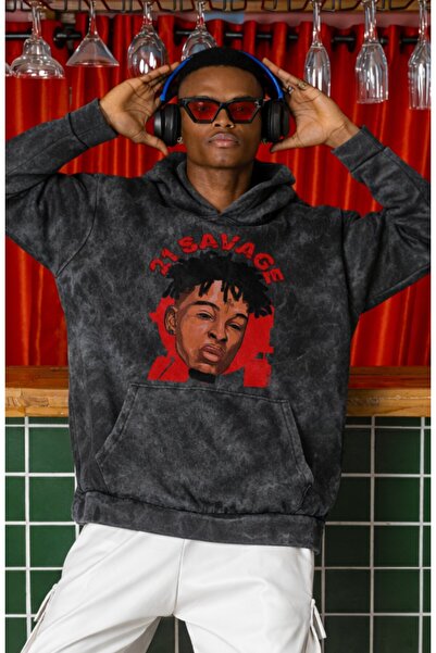Fuddy Moda Unisex 21 Savage Printed Hooded Washable Sweatshirt, Oversized Rap...