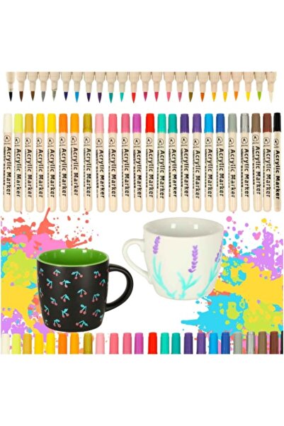 CIUPIGo Set 24 markere acrilic , uscare rapidă, permanente, impermeabil, dura...