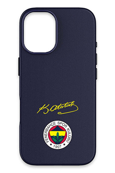 Fenerbahçe iPhone 17 Uyumlu Arma Atatürk İmza Deri Magsafe Lisanslı Telefon K...