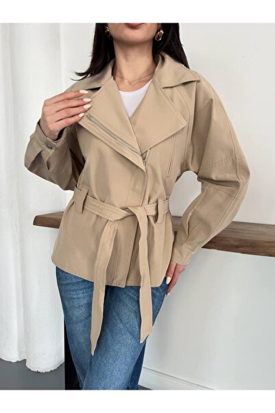 Bossago New Season Women's Oversize Belted Zippered Jacket-Seasonal Coat