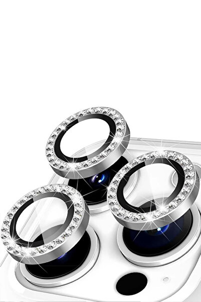 Marselit iPhone 15 Pro/15 Promax Compatible Silver Stone Camera Lens Protecto...