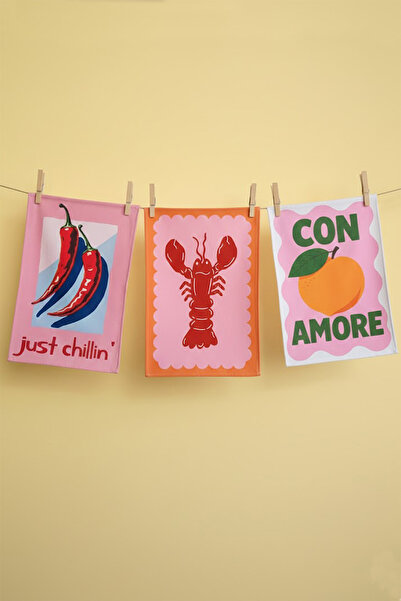 Alseko Concept Pop Kitchen Series 0004 3 Pieces Cotton Kitchen Oven Towels