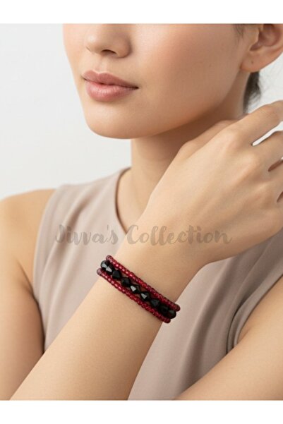 Jivva's Collection Special Design. Red-Black Spiral Flexible Bracelet. Multi-...