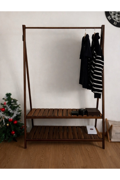 ArdaMarket 106 elbise askılım 2 raflı ceviz renk askılık elbiselik