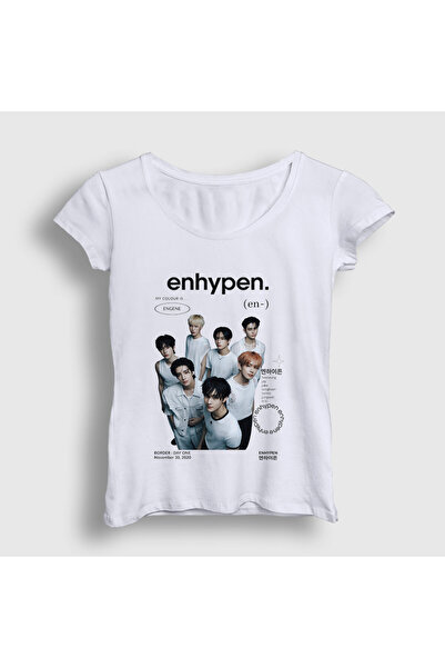 Presmono Women's White Border K Pop Enhypen T-Shirt 601923Tt