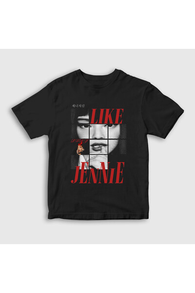 Presmono Unisex Çocuk Siyah Like Jennie Blackpink T-Shirt 602908tt