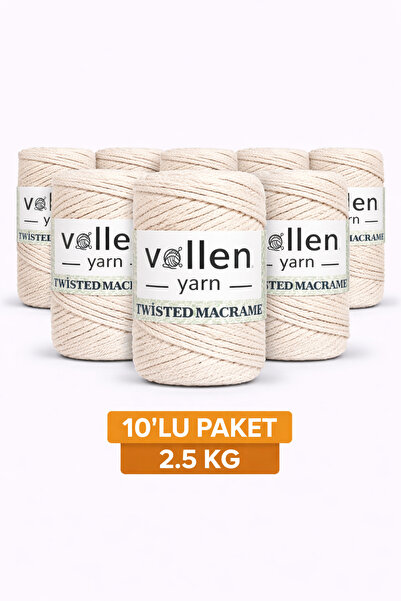 vollen yarn Premium 3 Twisted Combed Cotton Macrame Rope Cord 250 Gr Pack of ...
