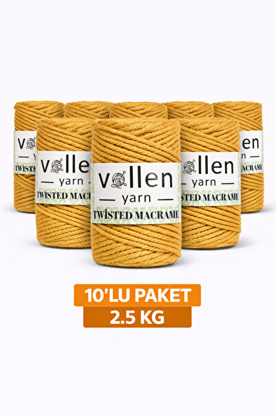 vollen yarn Premium 3 Twisted Combed Cotton Macrame Rope Cord 250 Gr Pack of ...
