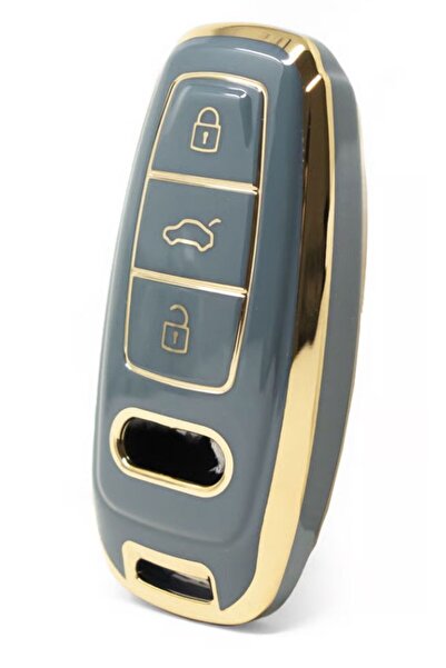 ÖZEN KEYS Audi A6 A7 A8 E-Tron Q8 Q5 D5 C8 A3 Key Case Cover Gray Gold
