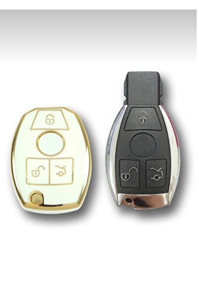 ÖZEN KEYS Mercedes Benz Type Be Nano Key Case Cover 2001-2016 White Gold Gold...