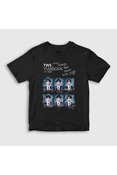 Presmono Unisex dečji crni godišnjak K Pop Tws T-shirt 605529tt