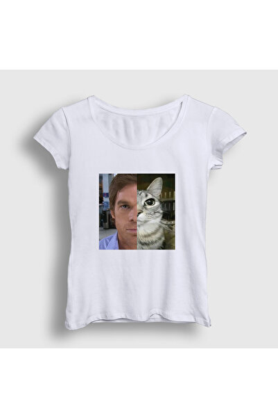 Presmono Tricou alb Dexter Morgan Cat Kedili Cat pentru femei 602479tt