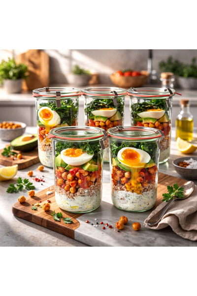 esdekor Set of 5 Glass Mold Jars Transparent Storage & Organizer Mold 850 ml