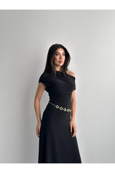 LİFERA Beli Chain Low Shoulder Sandy Dress