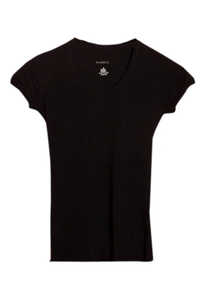 KAİZEN 3-piece women's short-sleeved T-shirt set, size seven, black