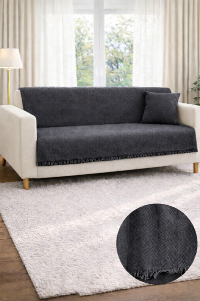 SEVHOME CONCEPT %100 Pamuk Kaymaz-Terletmez Koltuk Örtüsü-Koltuk Şalı Üçlü ve...