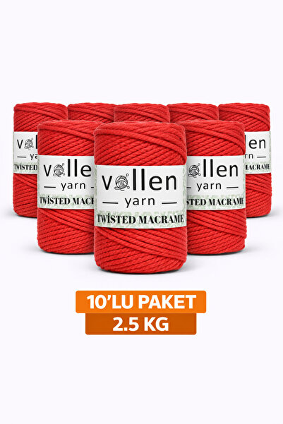 vollen yarn Premium 3 Twisted Combed Cotton Macrame Rope Cord 250 Gr Pack of ...