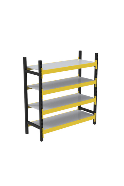 RafBurada 4 Katlı Tekli Midi Rack - Ekonomik Depo,Arşiv, Kiler Rafı Siyah-Tur...