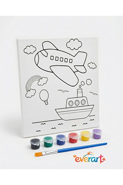 everart Çocuk Tuval Boyama Seti - Çocuk Gelişim, 20x20Tuval, Boya Seti, Fırça