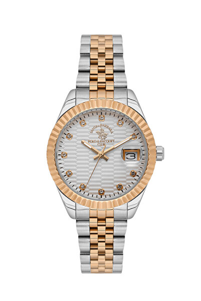 Santa Barbara Polo & Racquet Club Silver and Rose Gold Stainless Steel Watch ...