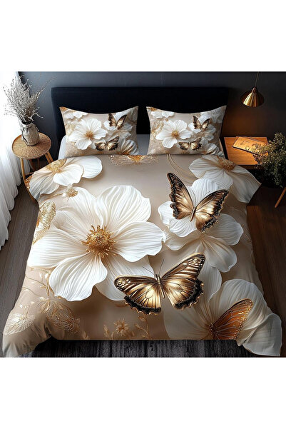 FIONNA.RO Finet Duvet Cover Set 6 Pieces With 5D Stretchy - Flowers And Butte...