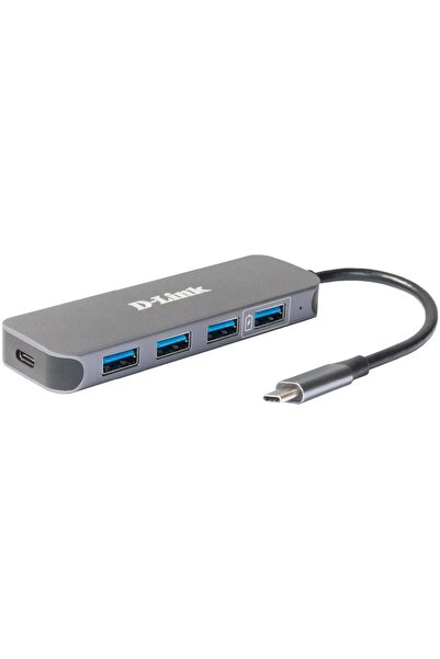 D-Link USB HUB DUB-2340, USB Type C, cable 10 cm, metallic, silver
