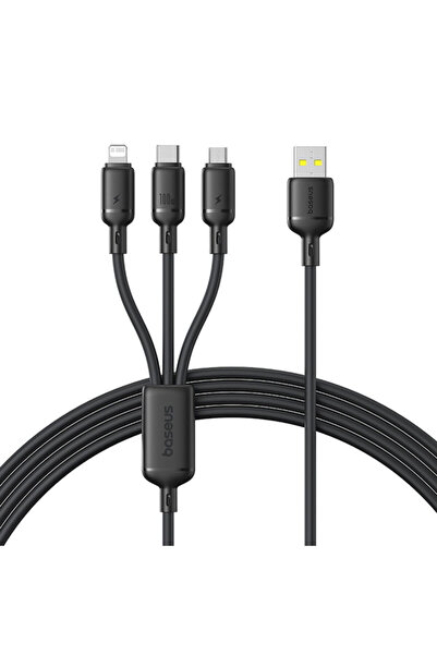 Baseus Cablu USB 3 în 1, 100W, 1,5m, Negru