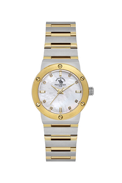 Santa Barbara Polo & Racquet Club Unique Silver and Gold Stainless Steel Watc...