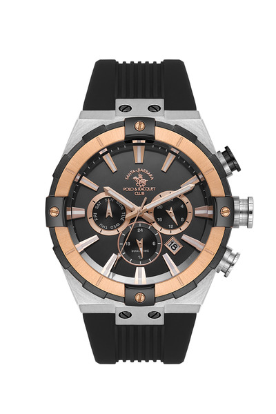 Santa Barbara Polo & Racquet Club Black Silicone Band Watch for Men SB.1.1051...