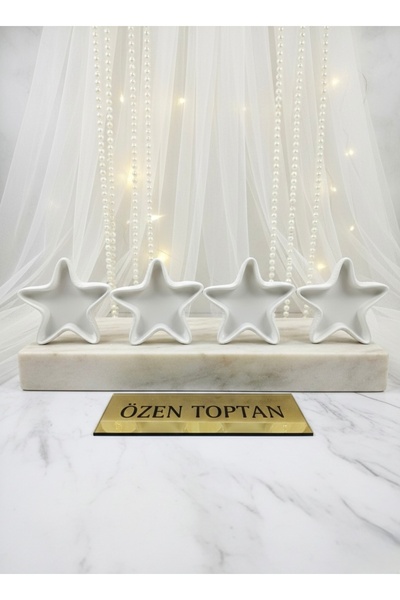 ÖZENTOPTANHEDİYELİK Taş tozundan üretilmiş yıldız beton mumluk (mumsuz) 10 adet