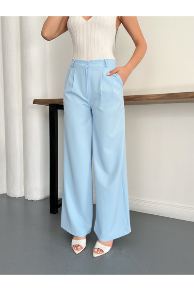 Ekim Store Buttoned High Waist Palazzo Trousers