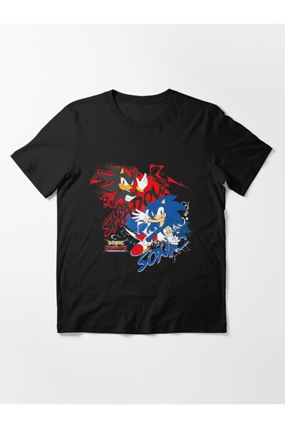 Texclusive تي شيرت سونيك تي شيرت سونيك شادو أسود للجنسين، مجموعة عائلية للأم ...