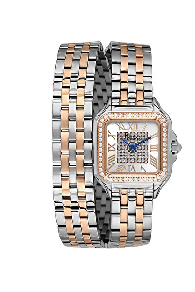 Freelook ساعة لوميير النسائية المصنوعة من الفولاذ المقاوم للصدأ باللونين الفض...