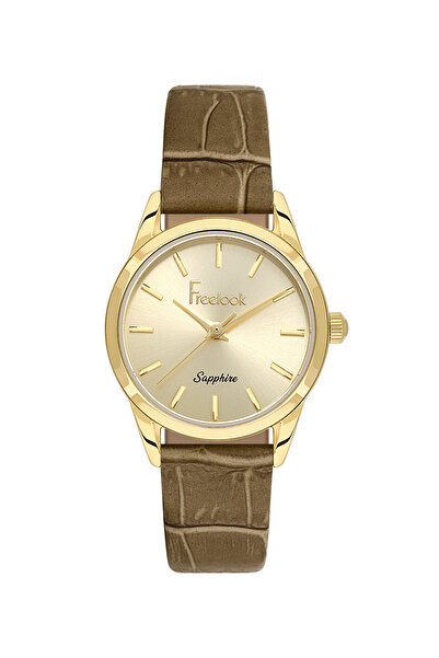 Freelook ساعة ناتشوريل النسائية المصنوعة من جلد الكاكي FL.1.10541-4