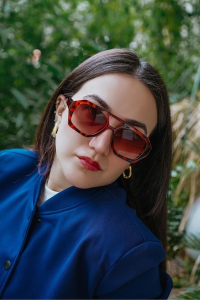 Stil Noktası Vhl Leopard Frame Brown Gradient Glass Sunglasses