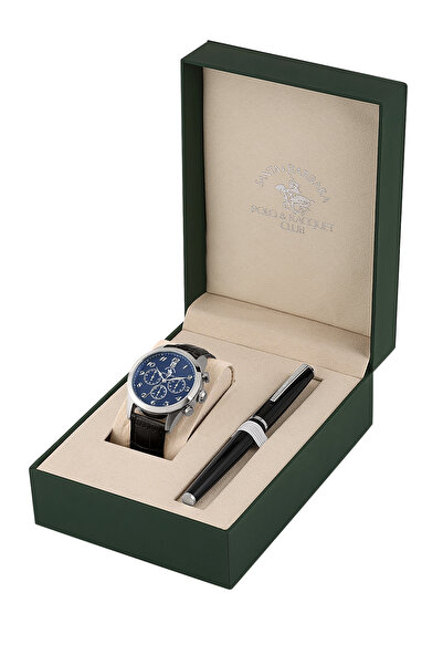 Generic Brand Noble Dark Brown Genuine Leather Watch and Pen Set for Men SB.1...