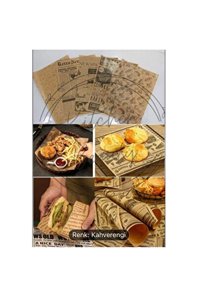 Alvin Kendinden Desenli Yağlı Kağıt | 50 Adet Vintage Gazete Desen Sunum Kağı...