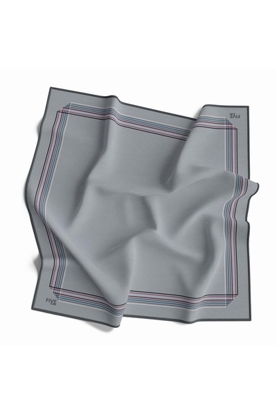 FİVESCARF Kenar Çizgili Rayon Eşarp Gri