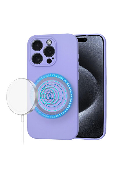 Techsuit Силиконов калъф за iPhone 15 Pro SoftFlex MagSafe, виолетов