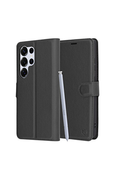 Techsuit Δερμάτινη Θήκη Samsung Galaxy S25 Ultra, μαύρη, με Δερμάτινο , για i...