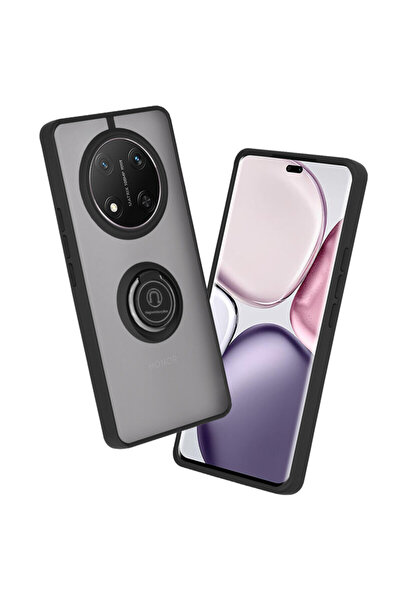 Techsuit Husă Honor Magic 7 Lite Glint cu inel magnetic pentru suport, neagră