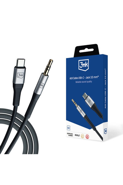 3MK Cablu audio DAC USB-C la mufă jack de 3,5 mm, 3mk, negru, 3,5 m