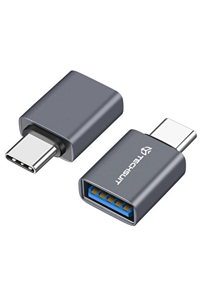 Techsuit Adaptor OTG premium USB la Type-C, 3A, 5Gbps A8, gri
