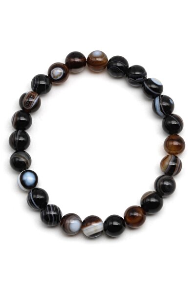 Taşmir Eye Agate Natural Stone Bracelet 8 mm Round Cut