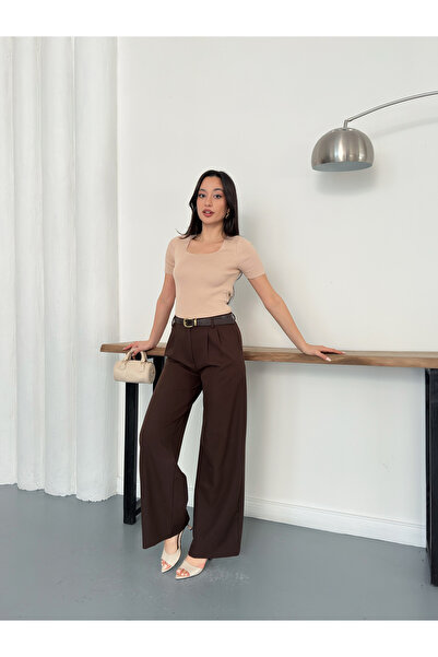 Ekim Store Buttoned High Waist Palazzo Trousers
