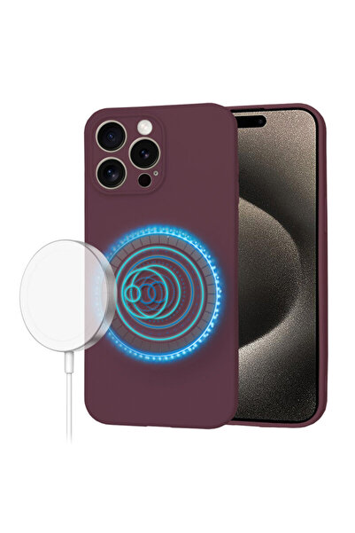 Techsuit Husă din silicon pentru iPhone 15 Pro Max SoftFlex MagSafe, Vișinie