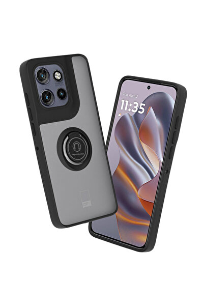 Techsuit Husă Motorola Edge 50 Neo Glinth cu inel magnetic de susținere, neagră