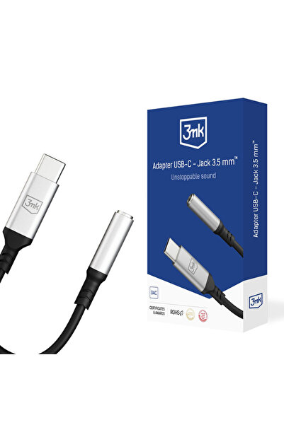 3MK Adaptor audio USB-C la mufă jack de 3,5 mm, 3mk, gri