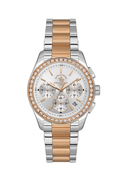 Santa Barbara Polo & Racquet Club Unique Silver and Rose Gold Stainless Steel...